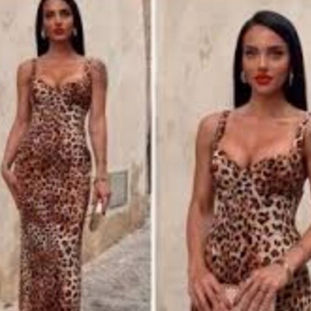 XXS/XS Zara Animal Print Softly Structured Bodice Silky Sleeveless Maxi Dress - Picture 14 of 14